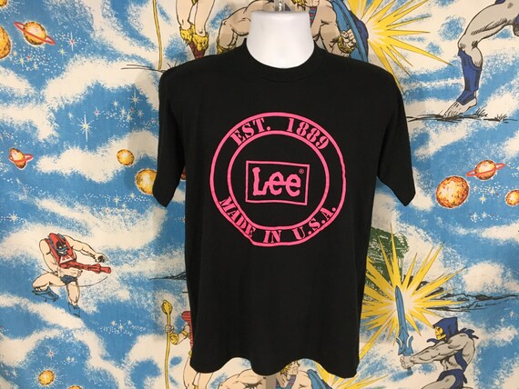 vintage 80s 90s Lee Neon Pink Print 80s 90s shirt… - image 2