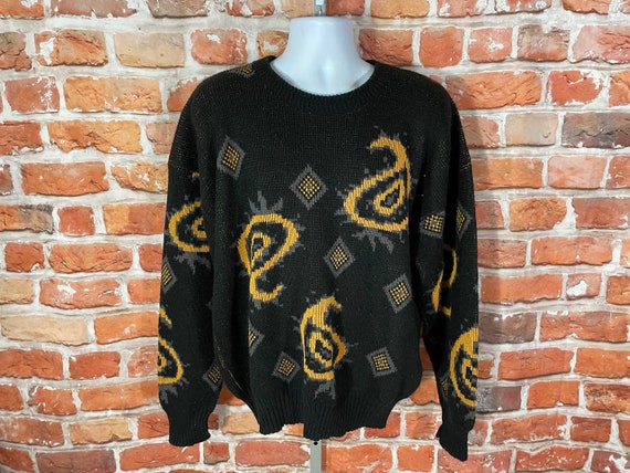 vintage 80s 90s Umberto funky paisley sweater - s… - image 1
