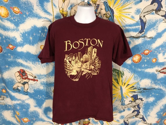vintage 80s 90s gold print Boston shirt - sz L - - image 5