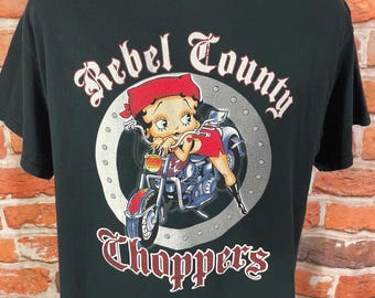 vintage y2k Betty Boop Rebel County Choppers shirt - sz L - biker tee