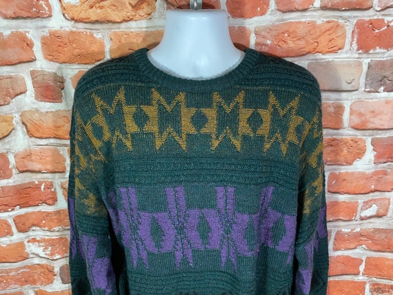 vintage 90s funky geometric grunge sweater - sz X… - image 5