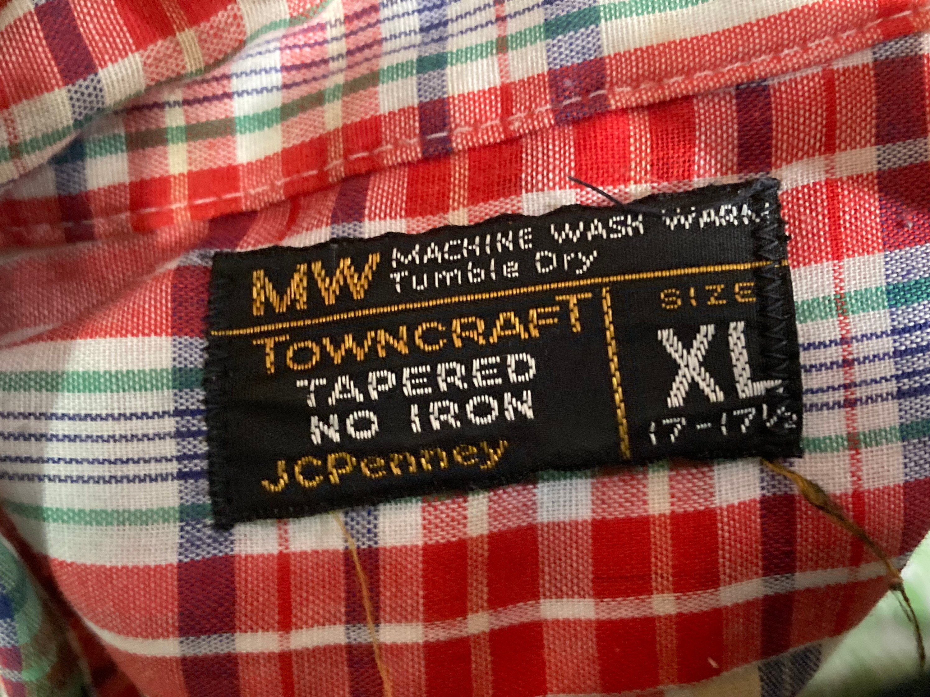 Vintage 70s Towncraft JC Penney Plaid Stripe Button up Sz XL