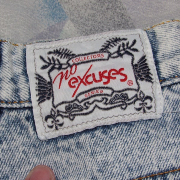 Vintage 80s 90s No Excuses Stone Washed Bermuda Denim Jean Shorts - sz 11 - hi waist acid washed