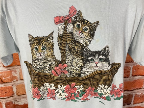 vintage cute kittens 90s shirt - sz M - cat emo g… - image 2