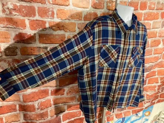 vintage 80s Rugged Acrylic Plaid Flannel shirt - … - image 4