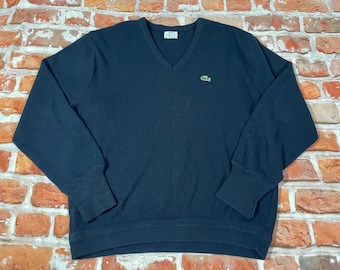 Vintage Izod Lacoste Sweater - Sz L - Navy Blue Alligtor Preppie