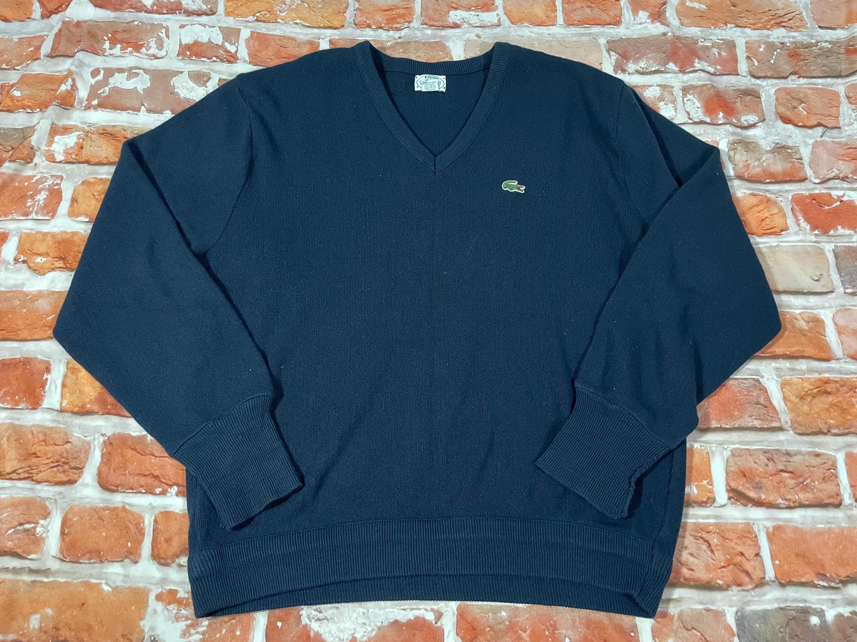 Vintage Izod Lacoste Sweater - Sz L - Navy Blue Alligtor Preppie