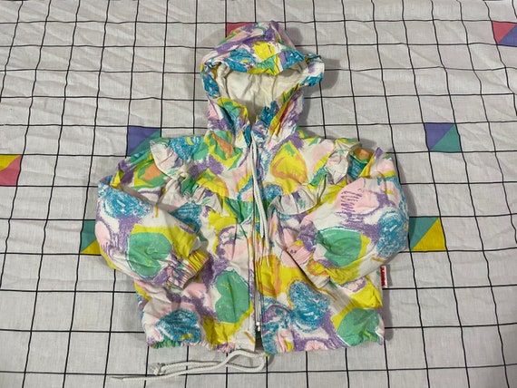 adorable 90s abstract light hooded jacket - sz 24… - image 1