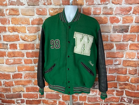 Vintage Warriors Soccer Varsity Bomber Letterman Jacket - Sz Vintage Warriors Soccer Varsity Bomber Letterman Jacket - Sz