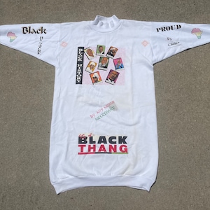 vintage 90s Black History sweatshirt dress - Martin Luther King Malcom X African American Pride hip hop long fitting AOP