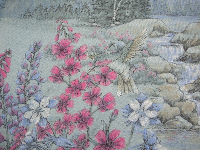 sz M Beautiful ART UNLIMITED all over print Alaska flowers and nature sweatshirt totally cute