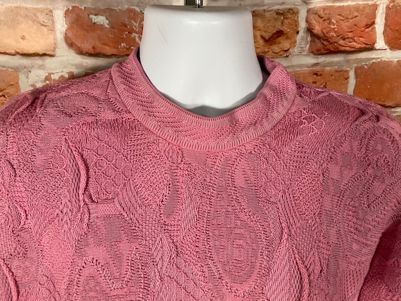 Vintage COOGI Hand Dyed Reworked Pink Textured Sweater Sz M 90s