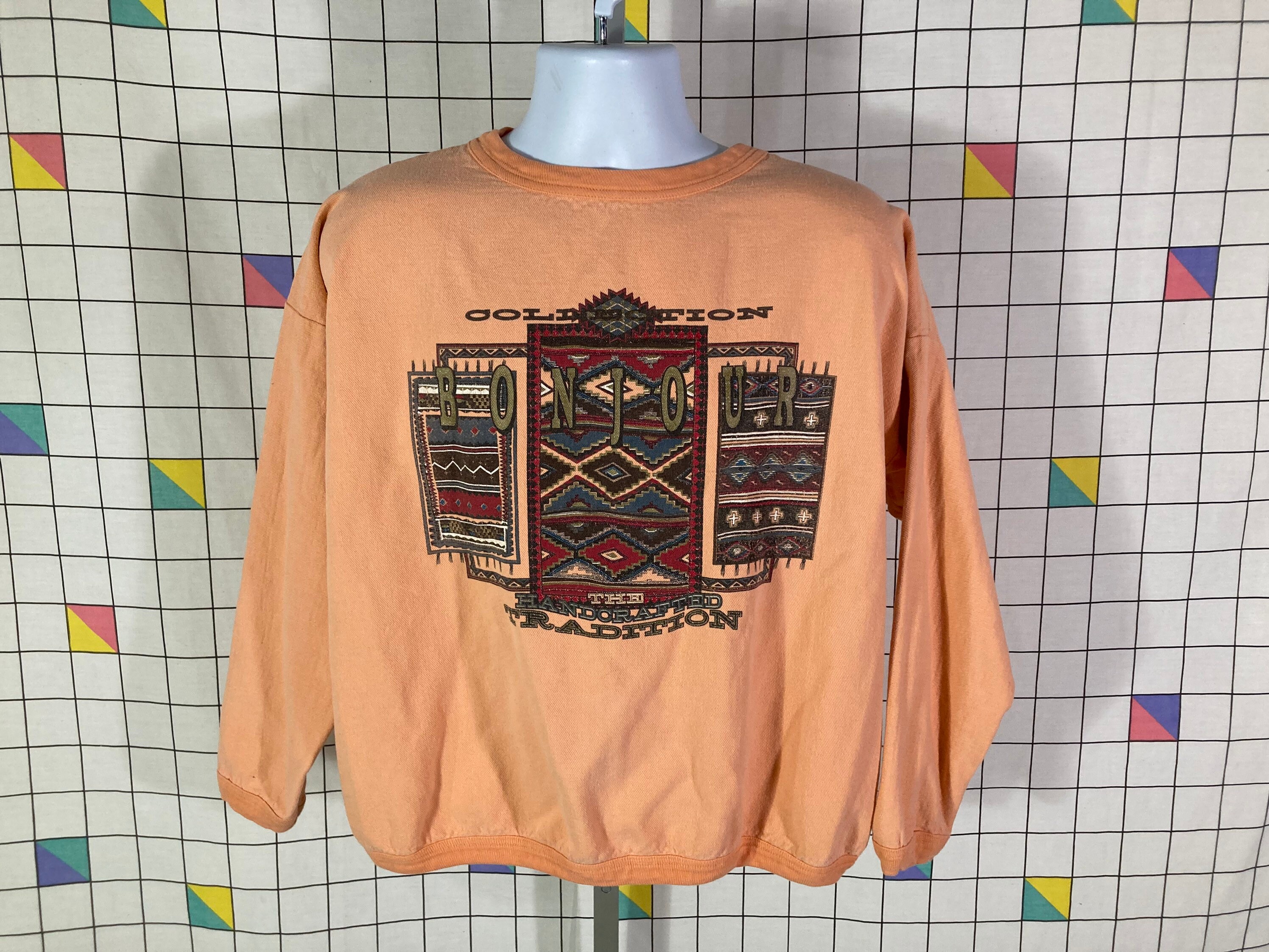 Vintage 80s 90s Bonjour Peach Boxy Fit 
