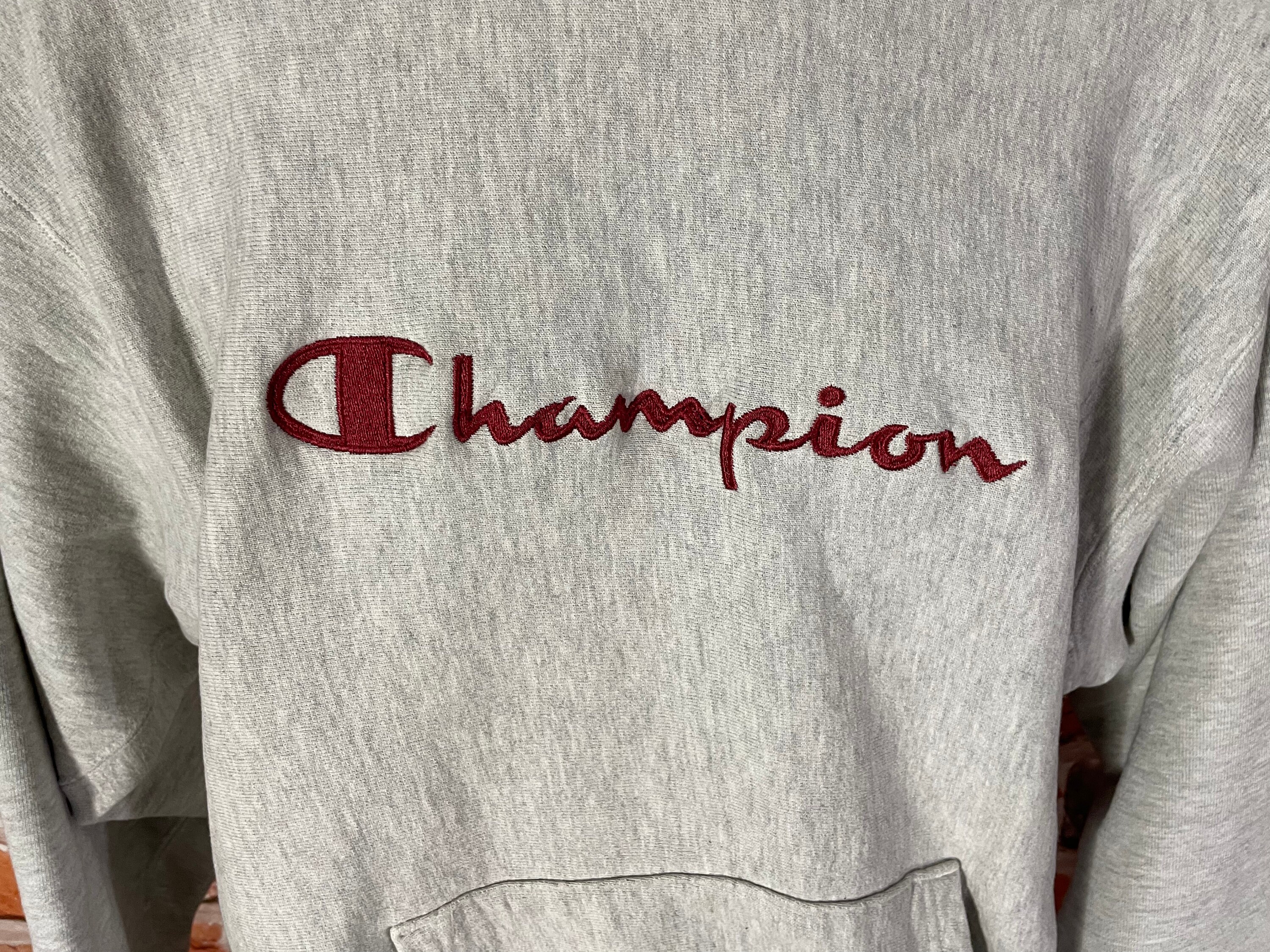Vintage 90s Champion Script Reverse Weave Hoodie - Fits L/M