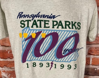 vtg 1993 Pennsylvania State Parks 100th anniversary shirt - fits S/M - screen stars single stitched