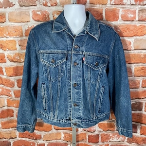 Vintage Levis Trucker Jean Jacket Sz 46R Red Tab Denim 80s 70506