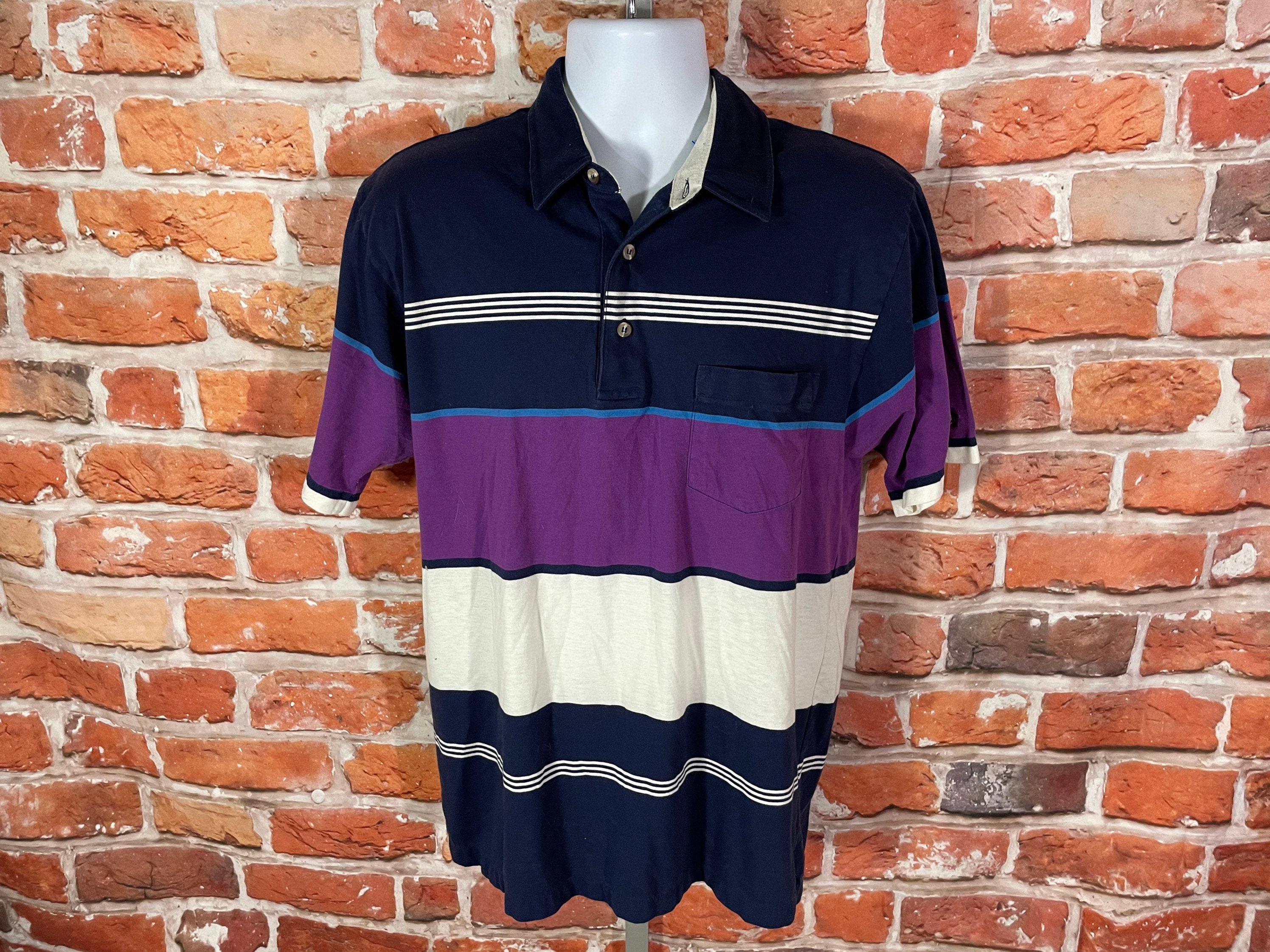 Munsingwear Penguin Made In USA Vintage 70's Striped Grand Slam Golf Polo  Shirt