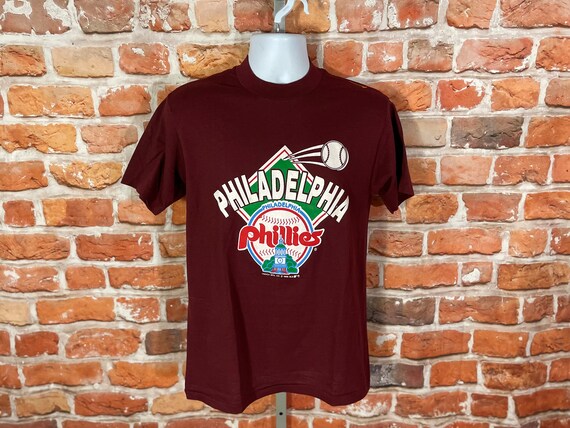 Philadelphia Phillies 1988 Throwback Maroon T Shirt by Majestic