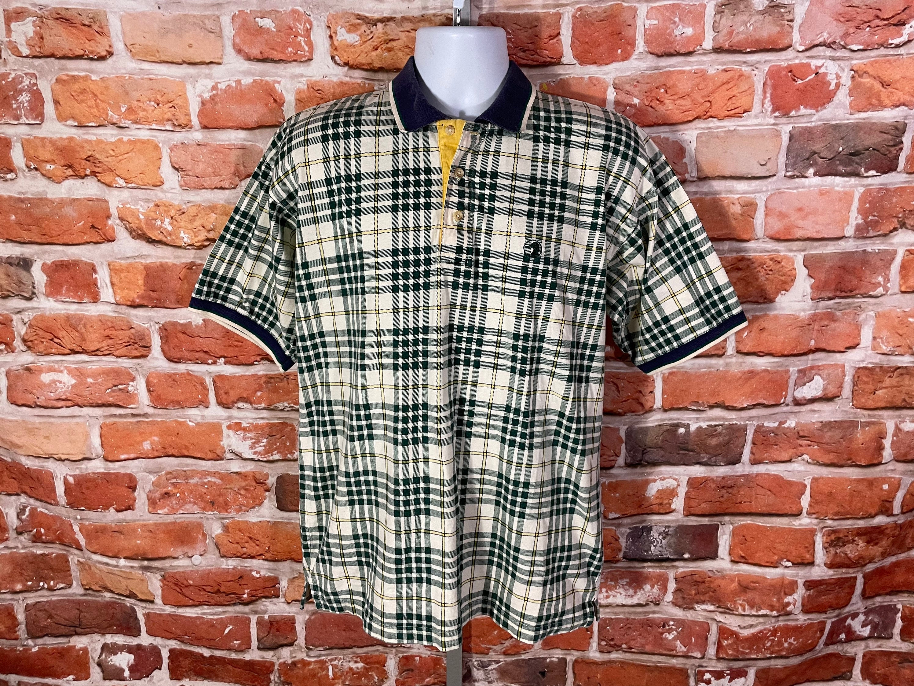 Vintage 90s Duck Head Plaid Polo Shirt - Sz M - Grunge Indie Hip
