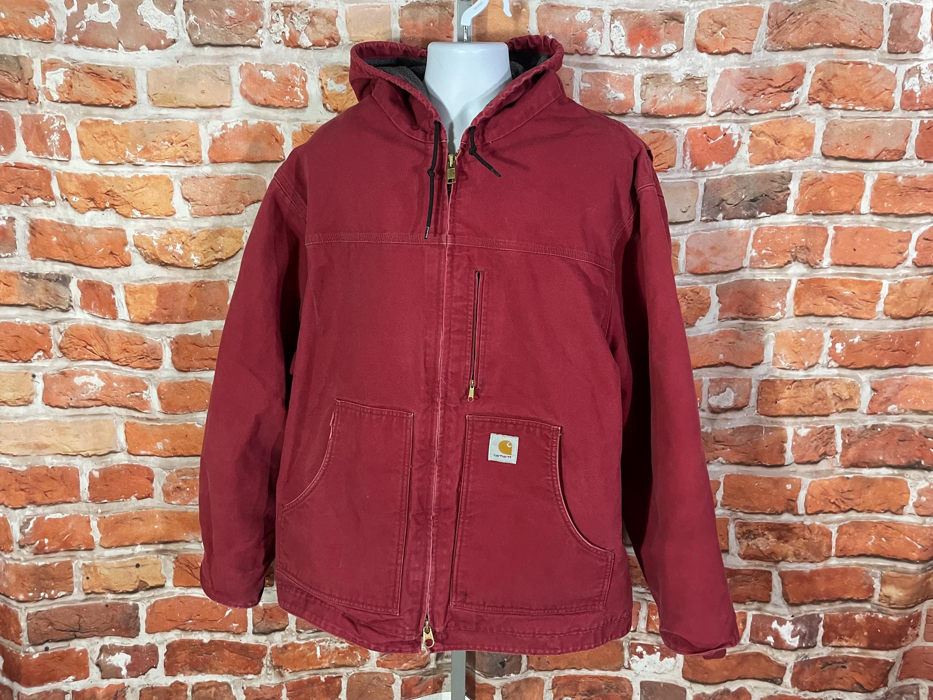 Vintage Carhartt C68 DKR Work Jacket Sz 2XL Dark Red Lined Canvas