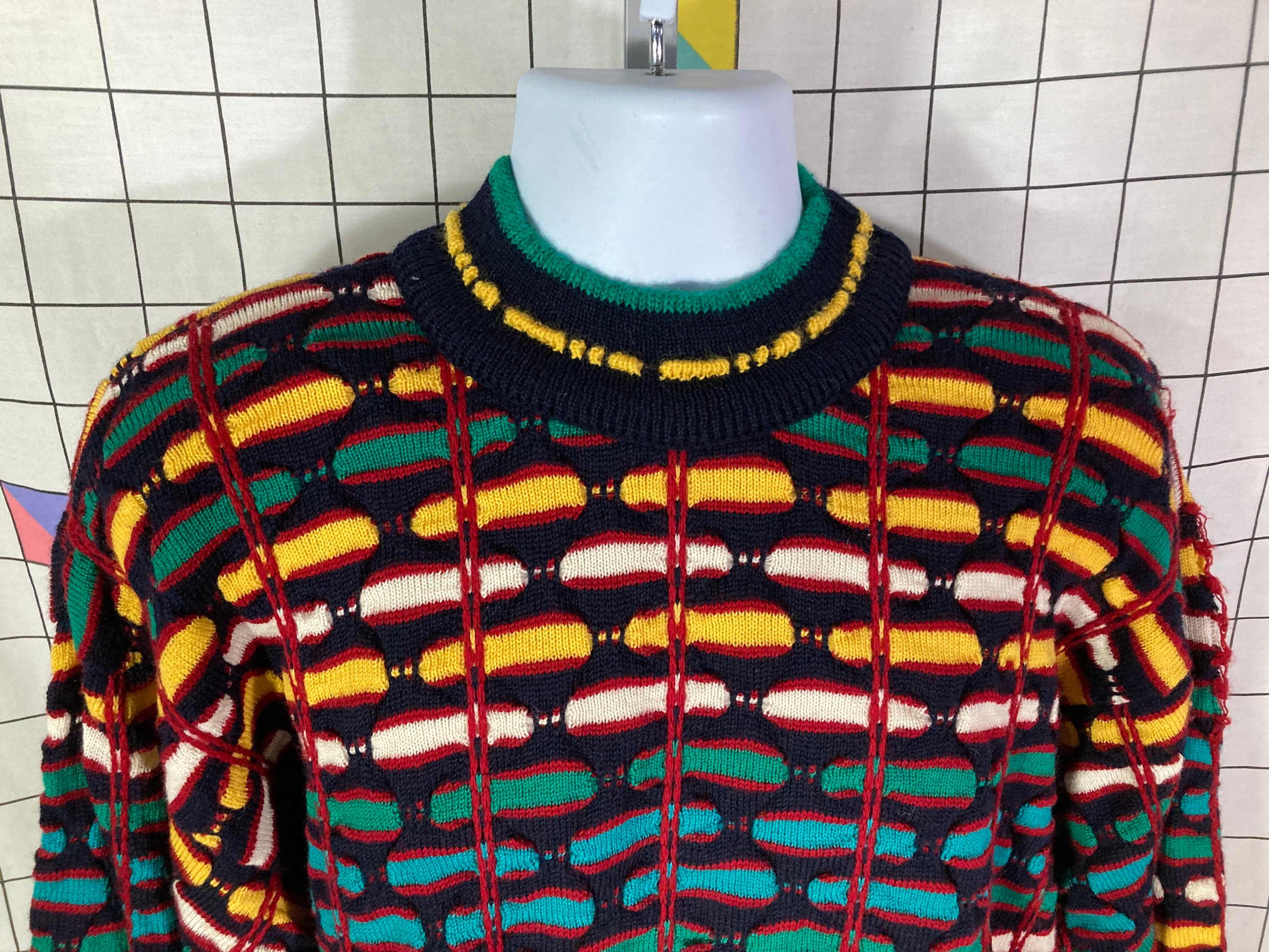 Vintage 90s Coogi Textured Multicolor Textured Wool Sweater Vintage 90s Coogi Textured Multicolor Textured Wool Sweater