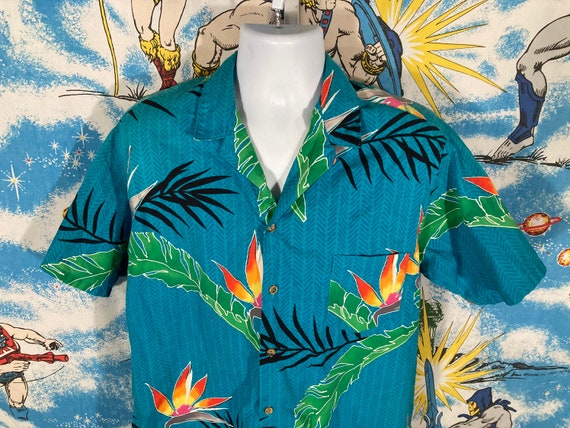 Vintage 80s Hawaiian Tropical Button up Shirt Sz L Surf - Etsy