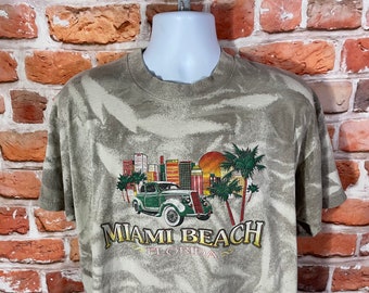 vintage 90s Miami Beach all over print tee - sz XL - grunge aop