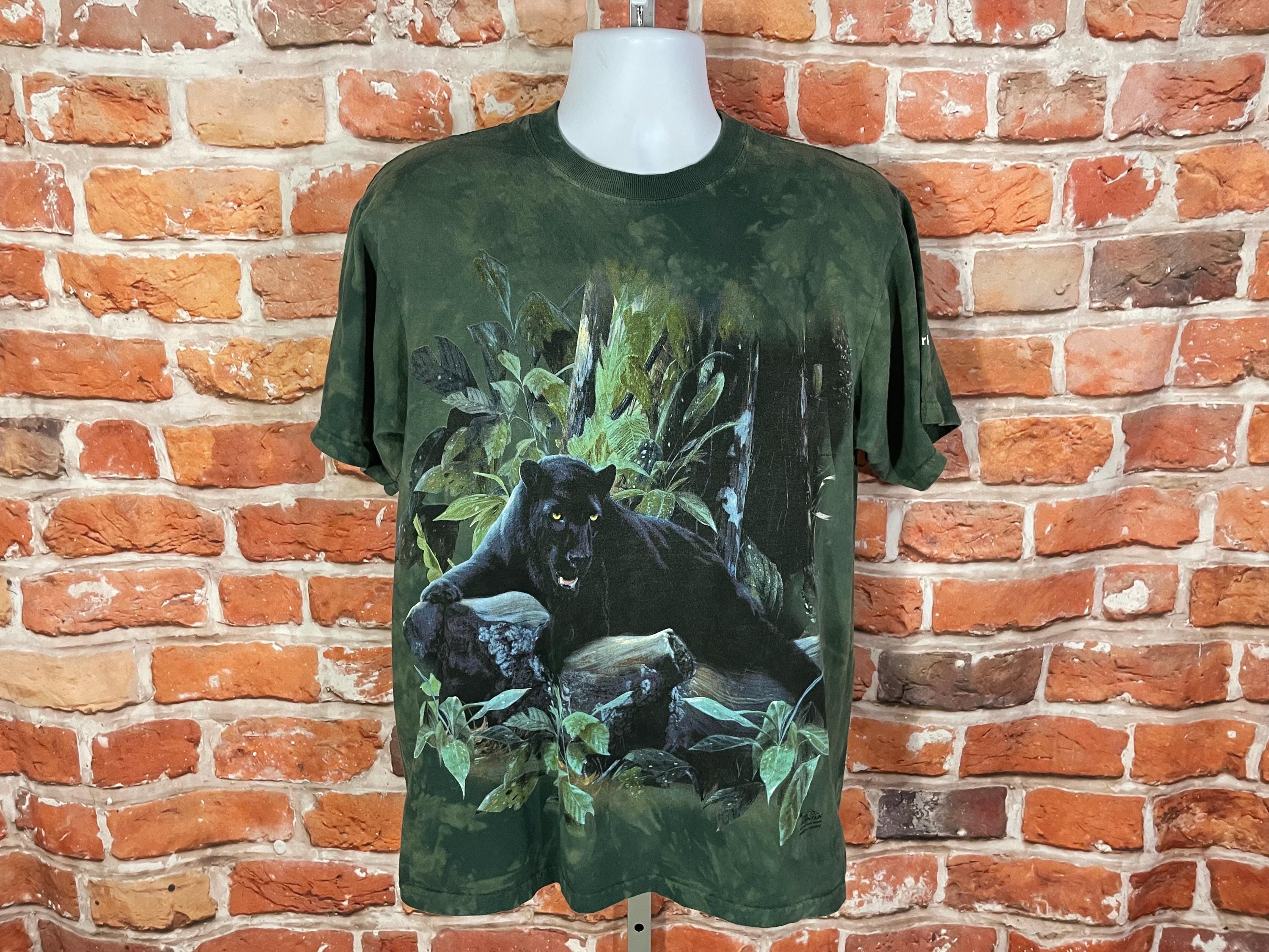 Vintage the Mountain Black Panther Shirt - Sz M - Y2k Green Tie