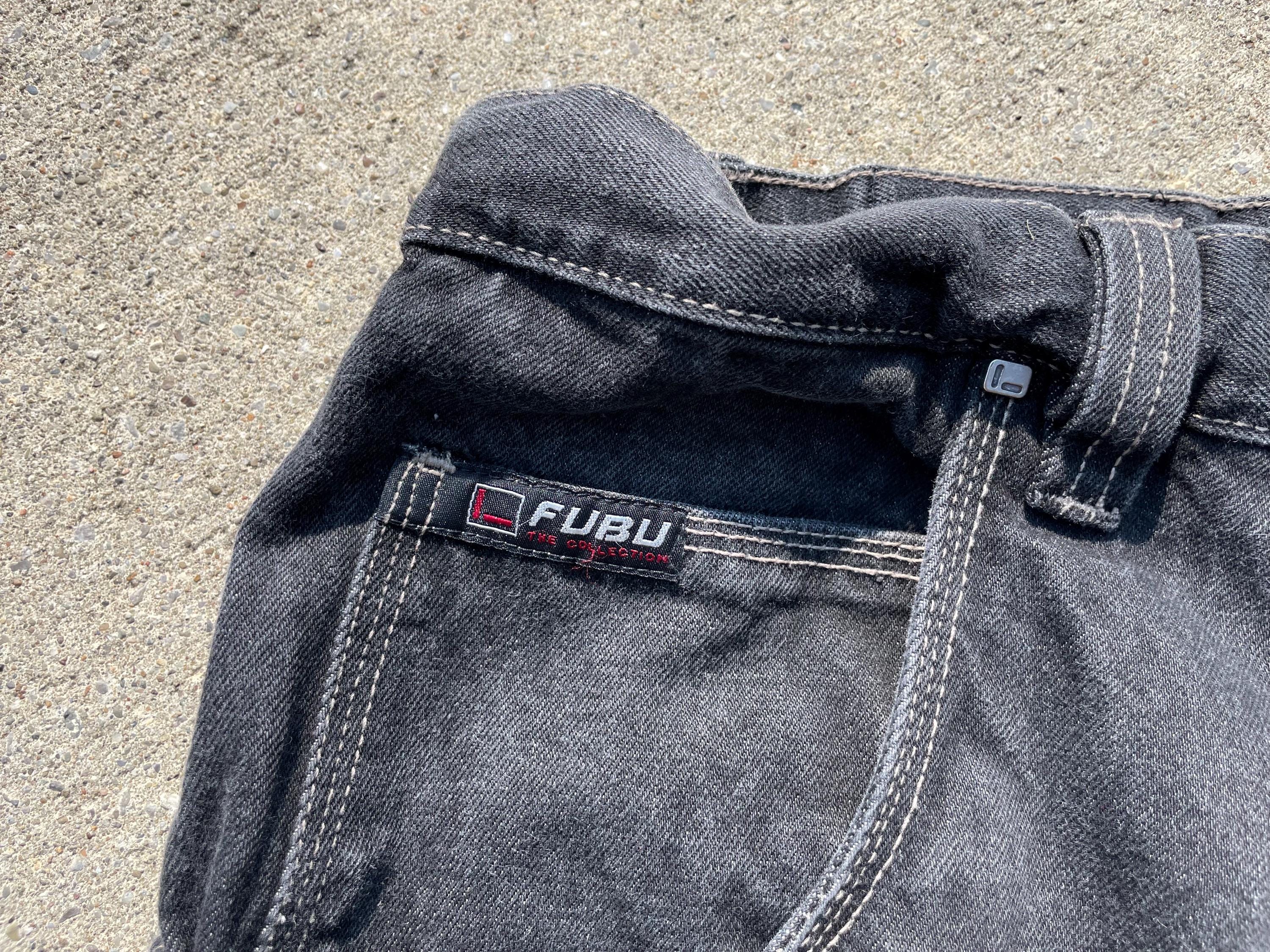 Vintage Fubu Collection Black Wide Leg Baggy Jeans - Sz 40 X