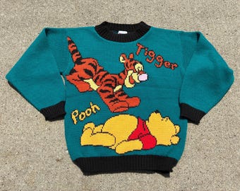 vintage 90s Winnie The Pooh & Tigger knit sweater YOUTH sz 7 (L)