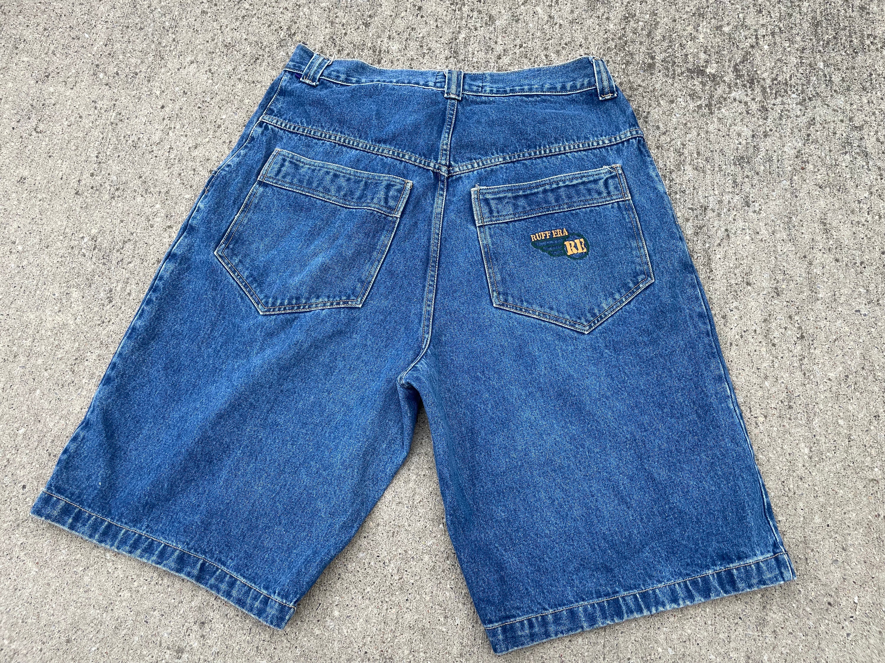 Vintage Ruff Era Baggy Wide Leg Jean Shorts - Sz 38 - Hip