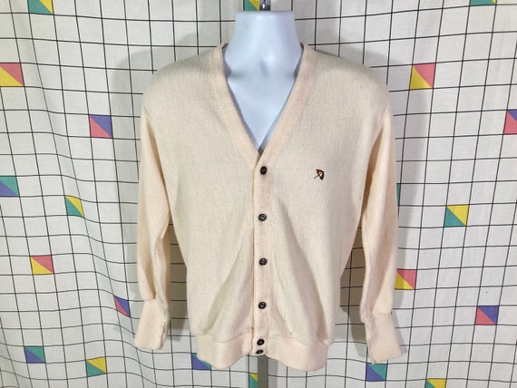 Vintage 1980's White Arnold Palmer Cardigan Sweater Unisex