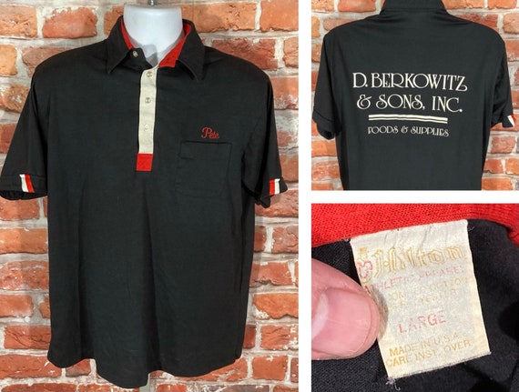 70s Hilton American-made navy blue bowling shirt chain