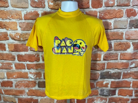 vintage 80s Pac Man glitter transfer shirt - fits… - image 3