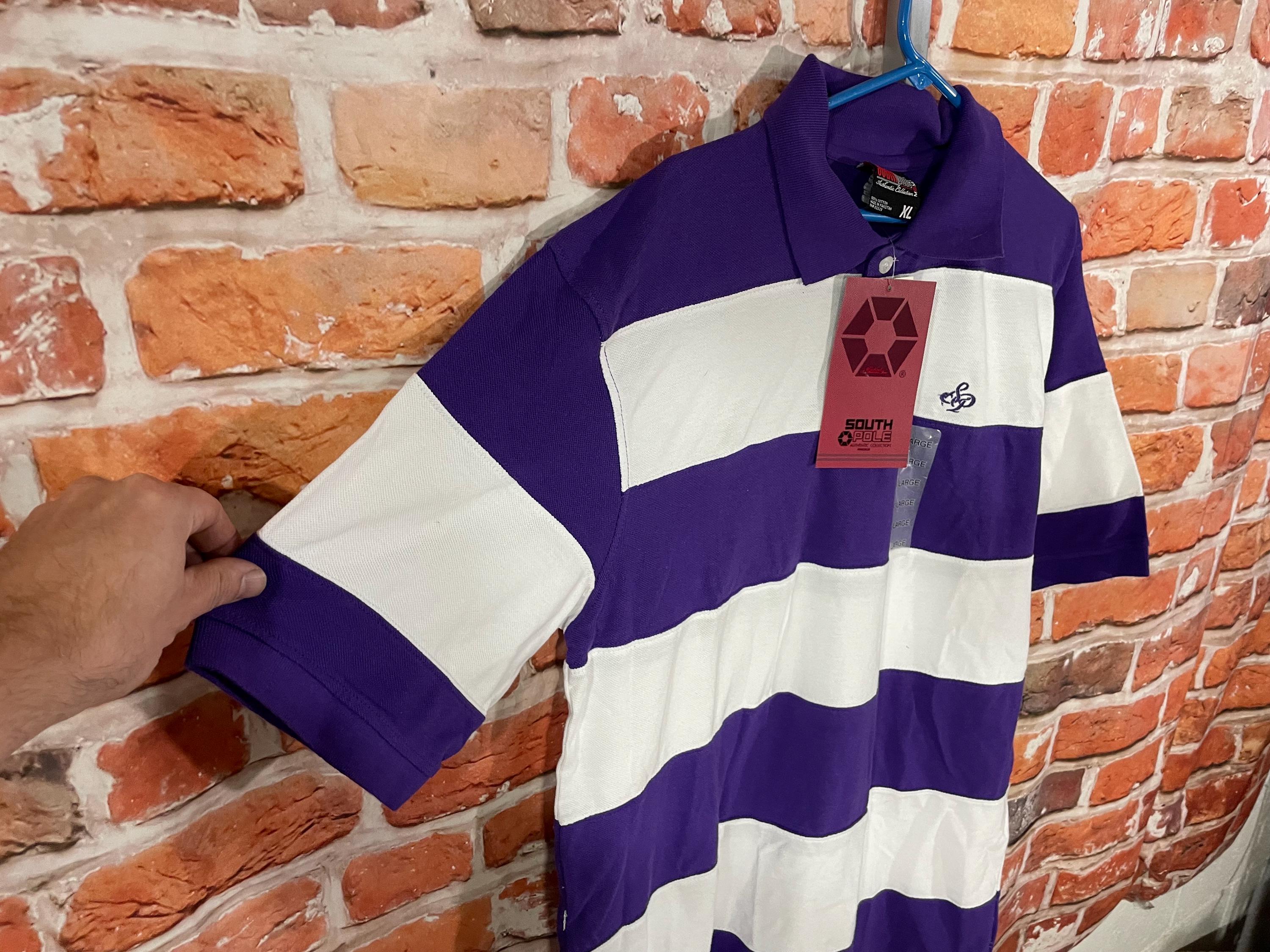 Vintage Y2k Southpole Purple Striped Polo Shirt - Sz XL
