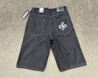 vintage Southpole black baggy jean shorts sz 38 Deadstock NWT