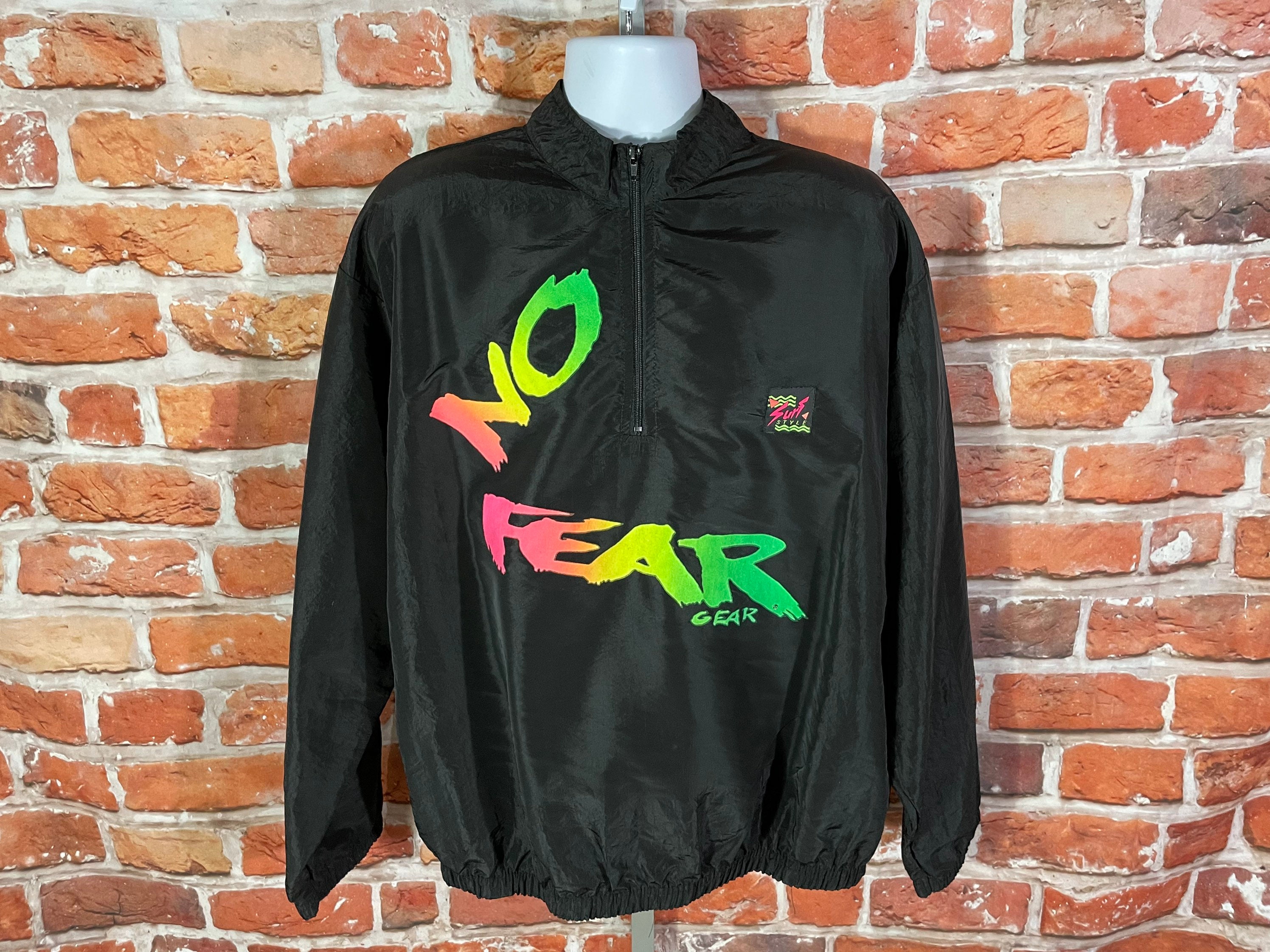 Vintage 90s Surf Style No Fear Pullover Windbreaker - Beach Vintage 90s Surf Style No Fear Pullover Windbreaker - Beach