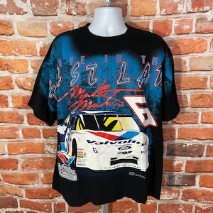 vintage 90s Mark Martin Life In The Fast Lane all over print shirt - sz XL - Nascar single stitched valvoline tee