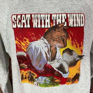 vintage 90s Gone With The Wind Cat parody sweatshirt - fits M/L - funny cat lady grunge era raglan crewneck