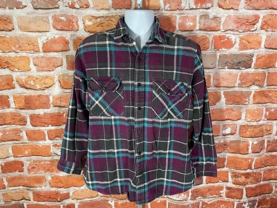 vintage 80s 90s blue/purple plaid Coleman thick f… - image 1