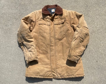 vintage Carhartt chore canvas work jacket distressed - fits L Tall