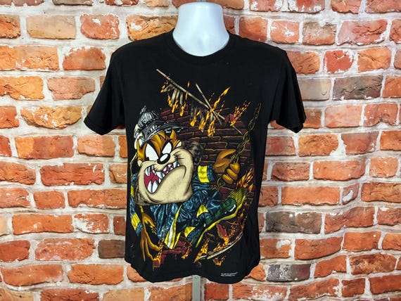 vintage Taz firefighter 90s aop shirt - fits S/XS