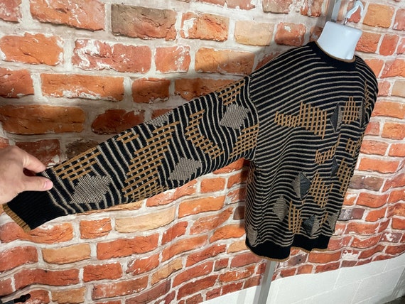 vintage 90s Alan Stuart sweater w leather patches… - image 5