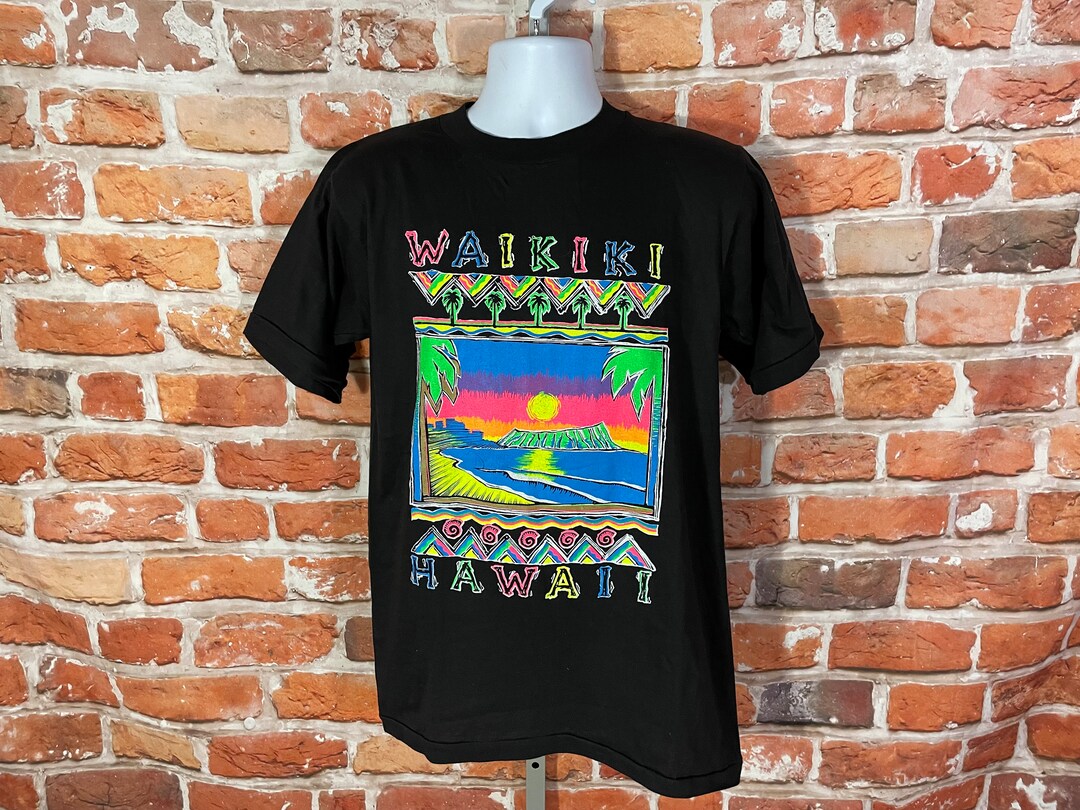 Vintage 80s 90s Waikiki Colorful Shirt Sz L Soft Single Stitched Grunge