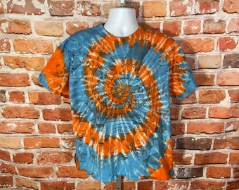 tie dye Simpsons Liquid Blue all over print shirt - fits L - grunge y2k hand dyed