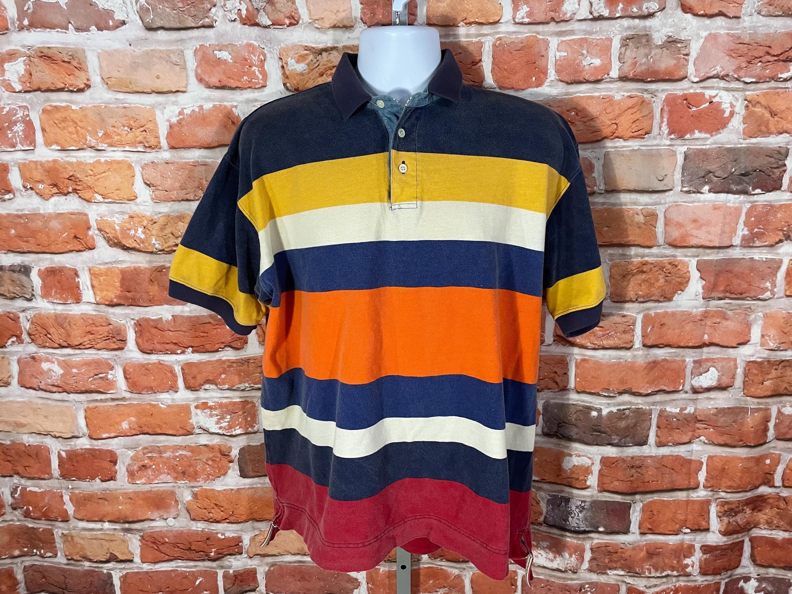 Montana　 BEACH Rugby Shirt Vintage 90s Colorful Striped Montana Blue Rugby Polo Shirt