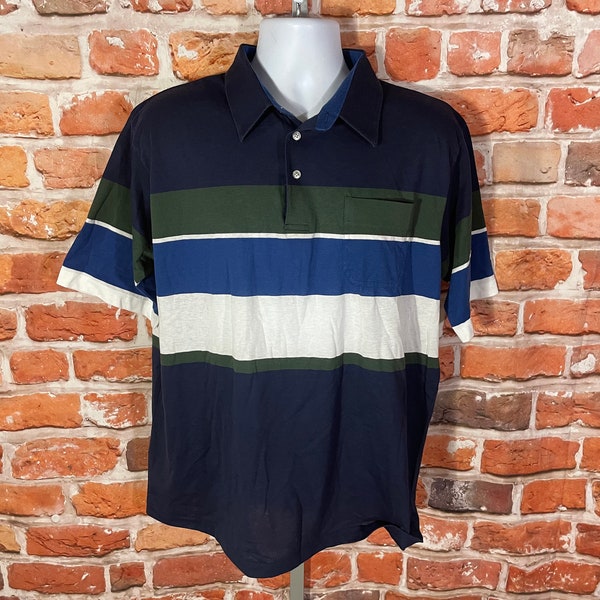 vintage soft thin striped polo shirt - sz XL - grunge golf emo indie 80s 90s