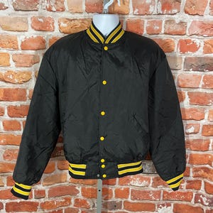 vintage Holloway black/yellow blank bomber jacket - sz XL - 80s 90s