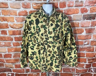 希少　80'S Woolrich FLAME CAMO PATTRERN Vintage 80s Woolrich Long Sleeve Two Pocket Button Down