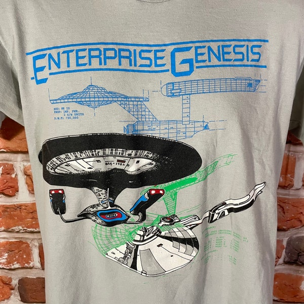 vintage 90s Enterprise Genesis Star Trek TNG shirt - fits M - Screen Stars grunge emo nerd next generation